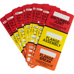image of Brady 833764 Black / White on Red / Yellow / Orange Polypropylene Flange Tag Flange Inspection Tag - 3.25 in Width - 7.625 in Height - 754473-54767