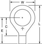 image of 3M Scotchlok M10-12RK Yellow Brazed Non-Insulated Brazed Ring Terminal - 1.19 in Length - 0.75 in0.75 in Wide - 0.135 in Inside Diameter - 1/2 in Stud - 01903