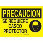 image of Brady B-120 Fiberglass Reinforced Polyester Rectangle Yellow PPE Sign - Language English / Spanish - 39869