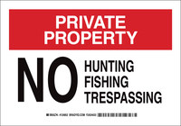image of Brady B-555 Aluminum Rectangle White Trespassing Sign - 10 in Width x 7 in Height - 124851