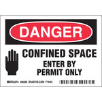 image of Brady B-302 Polyester Confined Space Sign - 3.5 in Width x 5 in Height - Laminated - 86280