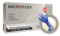 image of Microflex High Five N27 Blue Large Powder Free Disposable Gloves - Industrial Grade - Rough Finish - N273