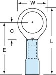 image of 3M Scotchlok MH14-38RK Blue Brazed Ring Terminal - 1.1 in Length - 0.56 in0.56 in Wide - 0.09 in Inside Diameter - 3/8 in Stud - 06335