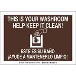 image of Brady B-555 Aluminum Rectangle Brown Personal Hygiene Sign - 10 in Width x 7 in Height - Language English / Spanish - 123989