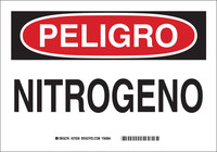 image of Brady B-555 Aluminum Rectangle White Chemical Warning Sign - 14 in Width x 10 in Height - Language Spanish - 37838