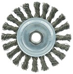 image of Weiler Wolverine 36255 Wheel Brush - 4 in Dia - Knotted - Cable Twist Steel Bristle