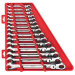 image of Milwaukee 48-22-9413 Ratcheting Combination Wrench Set - Chrome Vanadium Steel