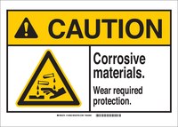 image of Brady B-555 Aluminum Rectangle White Hazardous Material Sign - 14 in Width x 10 in Height - 144949