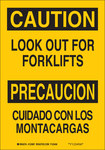 image of Brady B-555 Aluminum Rectangle Yellow Truck & Forklift Warehouse Traffic Sign - 7 in Width x 10 in Height - Language English / Spanish - 123995