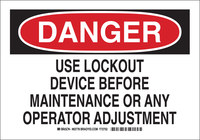 image of Brady Polyester Lockout Sign 83778 - Printed Text = USE LOCKOUT DEVICE - Unitized - English - 10 in Width - 7 in Height - 754473-83778