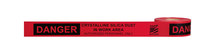 image of Milwaukee Red Warning Tape - Pattern/Text = DANGER CRYSTALLINE SILICA DUST IN WORK AREA AUTHORIZED PERSONNEL ONLY - 3 in Width x 1000 ft Length - 2.5 mil Thick - 18826