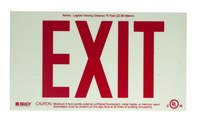 image of Brady Bradyglo B-347 Polyester / Polystyrene Rectangle White Exit Sign - 15 in Width x 8.5 in Height - Glow in the Dark - 87807B