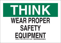 image of Brady B-555 Aluminum Rectangle White PPE Sign - 10 in Width x 7 in Height - 128970