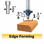 image of Bosch 3/8 in Roundover Router Bit 85594MC - Carbide Tipped - 1/2 in Shank