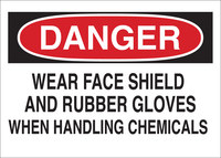 image of Brady B-555 Aluminum Rectangle White Chemical Warning Sign - 10 in Width x 7 in Height - 42799
