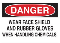 image of Brady B-401 Polystyrene Rectangle White Chemical Warning Sign - 10 in Width x 7 in Height - 25222