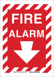 image of Brady Bradyglo B-555 Aluminum Rectangle Red Fire Alarm Sign - 10 in Width x 7 in Height - 122429
