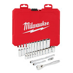 image of Milwaukee 48-22-9404 6 Point Ratchet & Socket Set - Alloy Steel - 1/4 in Drive - 50462
