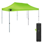 image of Ergodyne SHAX 6015 Commercial Pop-Up Tent - 20 ft x 10 ft - 10 ft - 14 ft Height - Polyester - Hi-Vis Lime - 12915
