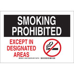 image of Brady B-555 Aluminum Rectangle White No Smoking Sign - 10 in Width x 7 in Height - 128076