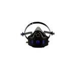 image of 3M Secure Click Half Facepiece HF-800 59512 - Size Large - Dark Grey - Nylon/Silicone - 4-Point Suspension