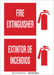 image of Brady Bradyglo B-302 Polyester White Fire Equipment Sign - 10 in Width x 14 in Height - Laminated - Language English / Spanish - 90804