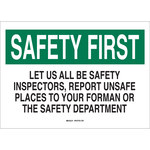 image of Brady B-120 Fiberglass Reinforced Polyester Rectangle White Report Unsafe Conditions Sign - 14 in Width x 10 in Height - 69333