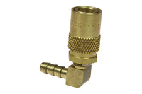 image of Coilhose Moldflow Unvalved 45° Elbow Coupler 6-214P - 1/4 in ID Lock-On Thread - Brass - 12515