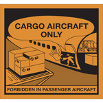 image of Tape Logic DL1395 Air Specialty Labels - 4 1/4 in x 4 1/4 in - Semi-Gloss Coated Paper - Orange/Black - 14938