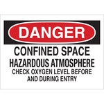 image of Brady B-120 Fiberglass Reinforced Polyester Rectangle White Confined Space Sign - 20 in Width x 14 in Height - 73408
