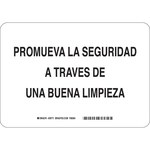 image of Brady B-120 Fiberglass Rectangle White Keep Clean Sign - 10 in Width x 7 in Height - Language Spanish - 39771
