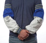 image of Tillman White/Blue 22 in Cotton/Goatskin Welding Sleeves - 608134-09215