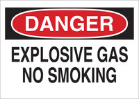 image of Brady B-555 Aluminum Rectangle White Explosives Warning Sign - 14 in Width x 10 in Height - 43228