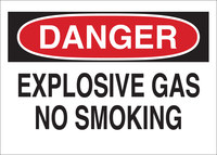 image of Brady B-302 Polyester Rectangle White Explosives Warning Sign - 10 in Width x 7 in Height - Laminated - 85161