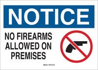 image of Brady B-555 Aluminum Rectangle White Weapon Control Sign - 14 in Width x 10 in Height - 84907