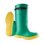 image of Dunlop Chemical-Resistant Overboots 87050 870500900 - Size 9 - PVC - Black/Green/Yellow - 11077