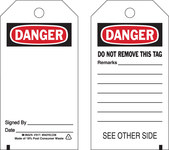 image of Brady 76171 Black / Red on White Polyester Equipment Safety Tag - 3 in Width - 5 3/4 in Height - B-851