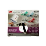 image of 3M Accuspray PPS 2.0 26580 Spray Gun Kit Includes (1) Accuspray ONE Spray Gun, (5) replaceable atomizing heads in 2.0 mm (red), 1.8 mm (clear), 1.4 mm (orange), 1.3 mm (green) & 1.2 mm (blue), (1) Sta
