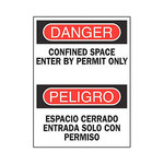 image of Brady B-401 Polystyrene Rectangle White Confined Space Sign - 10 in Width x 14 in Height - Language English / Spanish - 39087