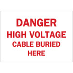 image of Brady B-401 High Impact Polystyrene Rectangle White Buried Cable or Line Sign - 10 in Width x 7 in Height - 22569