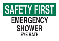 image of Brady B-120 Fiberglass Reinforced Polyester Rectangle White Eyewash & Shower Sign - 20 in Width x 14 in Height - 73455