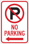 image of Brady B-555 Aluminum Rectangle White Parking Restriction, Permission & Information Sign - 12 in Width x 18 in Height - 124377