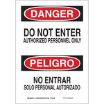 image of Brady B-302 Polyester Rectangle White Restricted Area Sign - 10 in Width x 14 in Height - Laminated - Language English / Spanish - 90810