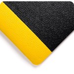 image of Wearwell Soft Step Anti-Fatigue Mat 427.38x3x12BYL - 3 ft x 12 ft, Vinyl Sponge - Pebbled - Black/Yellow - 22445