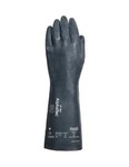 image of Ansell AlphaTec 53-002 Black 9 Neoprene Unsupported Chemical Handling Gloves - Industrial Grade - 16 in Length - Diamond Embossed Finish - 53002090