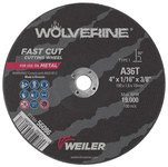 image of Weiler Wolverine Cutoff Wheel 56086 - Type 1 - Straight Wheel - 4 in - Aluminum Oxide - 36 - T