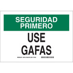 image of Brady B-401 Plastic Rectangle White PPE Sign - 10 in Width x 7 in Height - Language Spanish - 38720