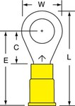 image of 3M Scotchlok MV10-516R/SK Yellow Brazed Vinyl Brazed Ring Terminal - 1.26 in Length - 0.53 in0.53 in Wide - 0.135 in Inside Diameter - 5/16 in Stud - 01926