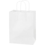 image of White Shopping Bags - 4.75 in x 7.75 in x 9.75 in - SHP-3930