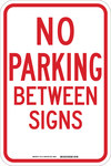 image of Brady B-959 Aluminum Rectangle White Parking Restriction, Permission & Information Sign - 12 in Width x 18 in Height - 94124